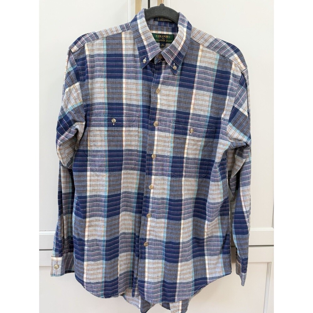 Colours Alexander Julian Mens Medium Plaid Shirt Cotton Madras Vintage Perfect